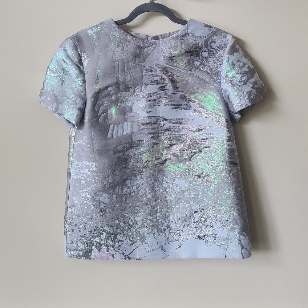 Mary Katrantzou - Metallic Iridescent Brocade Top – NEW